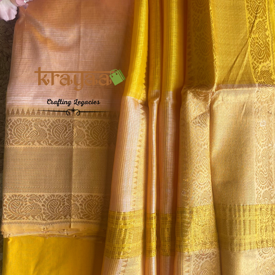 Peach Mangalagiri Silk Cotton Dress Material Set