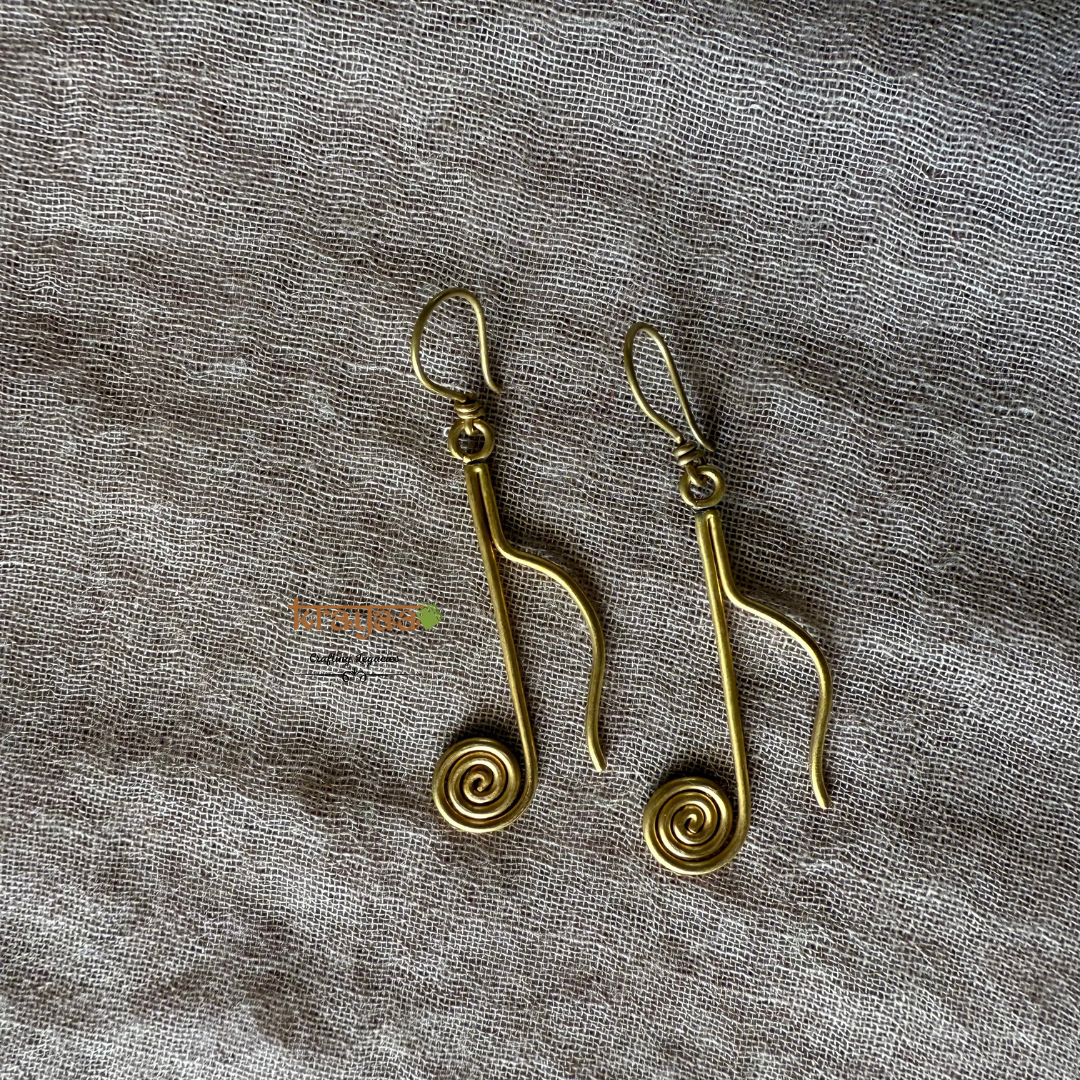 Brass coins necklace in black thread with earrings.