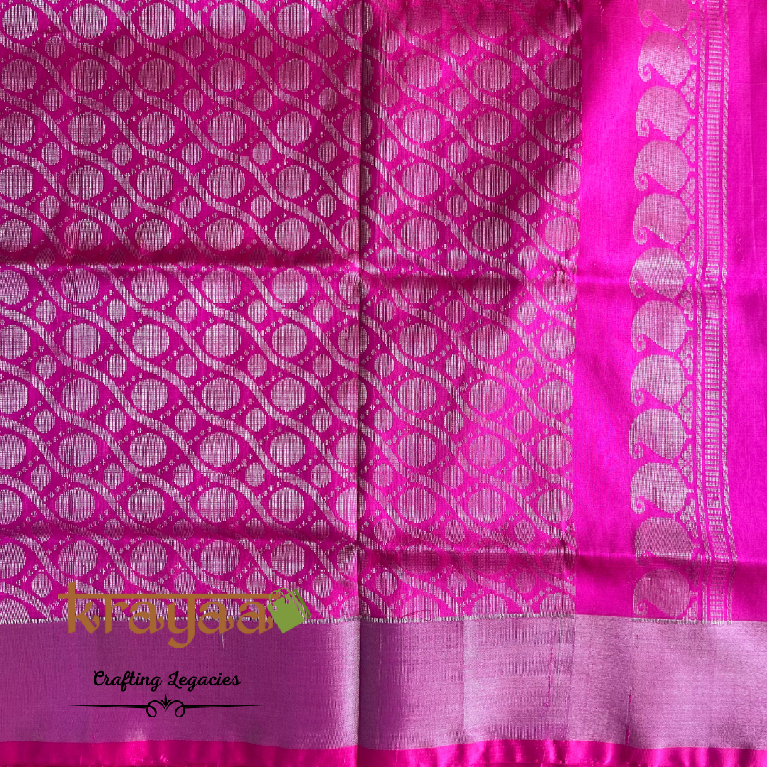 Handwoven - Uppada Silk Saree - Fuchisia with pink border