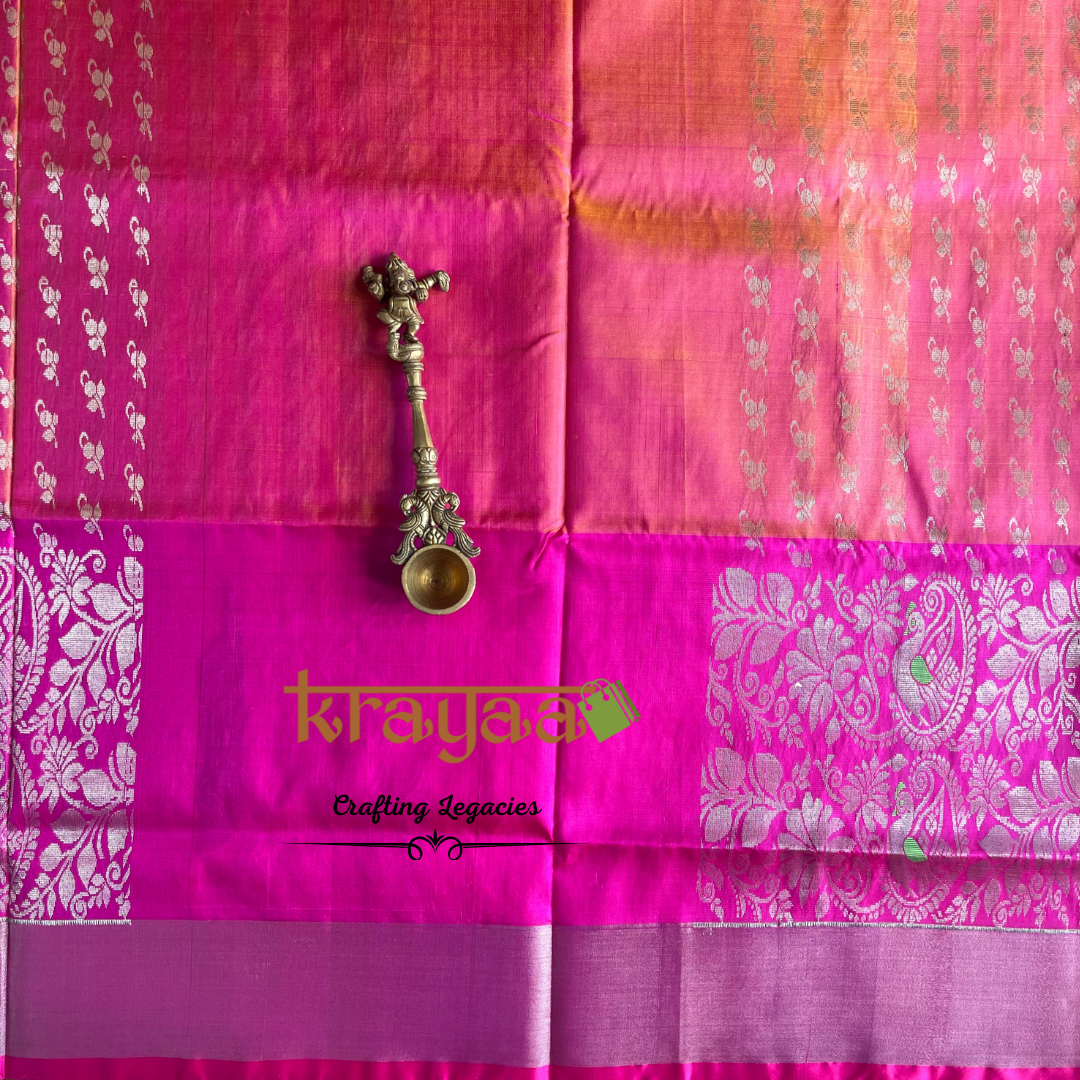 Handwoven - Uppada Silk Saree - Fuchisia with pink border