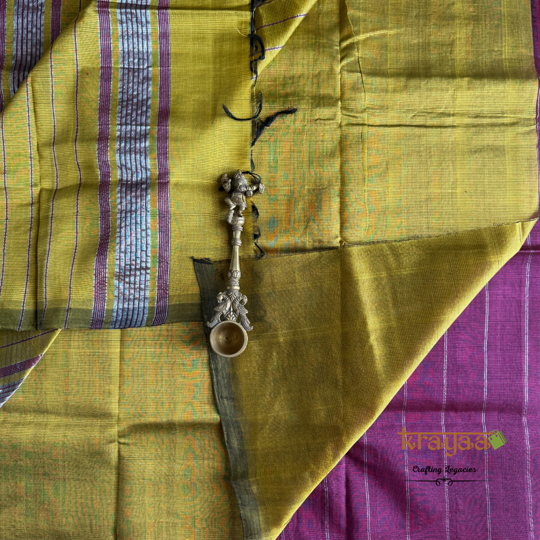 Wine Colour With Olive Green - Mangalagiri Semi Silk Saree
