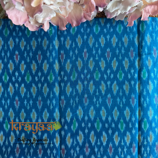Blue Silk Cotton Ikkat Blouse Fabrics