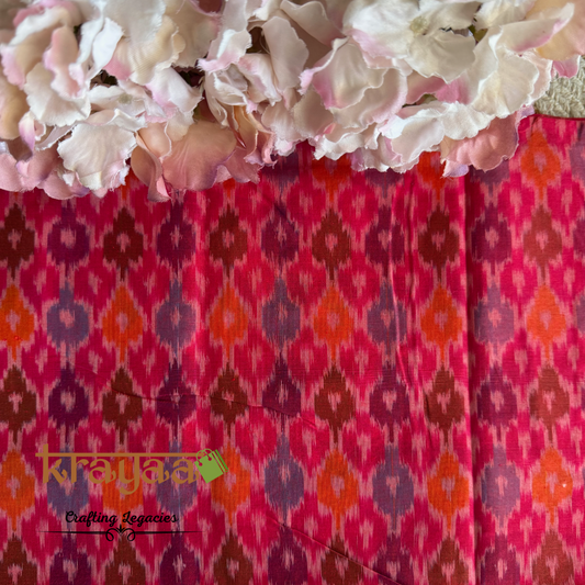 Fuchisia Silk Cotton Ikkat Blouse Fabrics