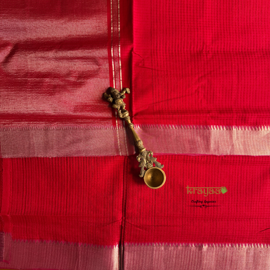 Reddish Pink Mangalagiri Cotton Saree With Nizam Border