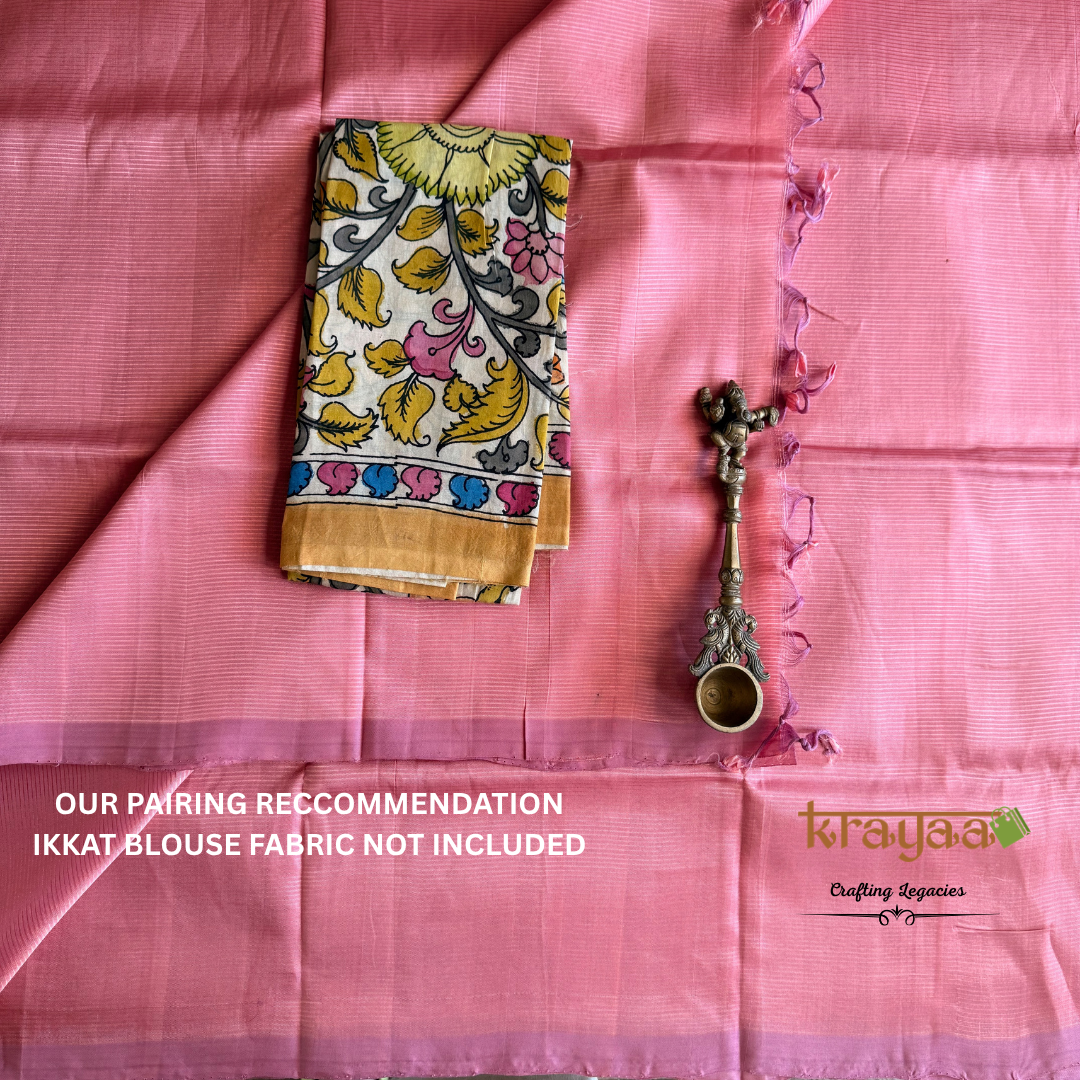 Peach - Mangalagiri Semi Silk Saree