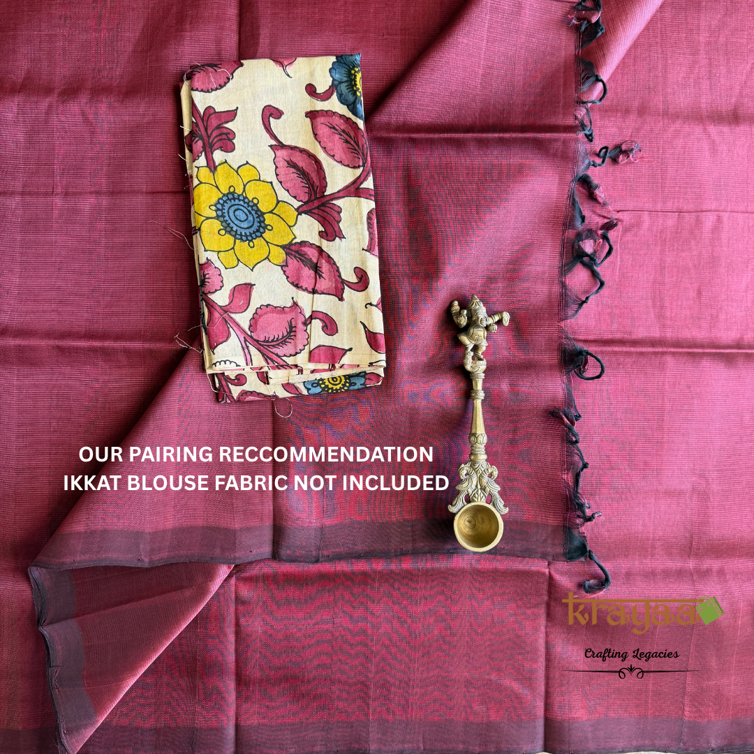 Maroon - Mangalagiri Semi Silk Saree