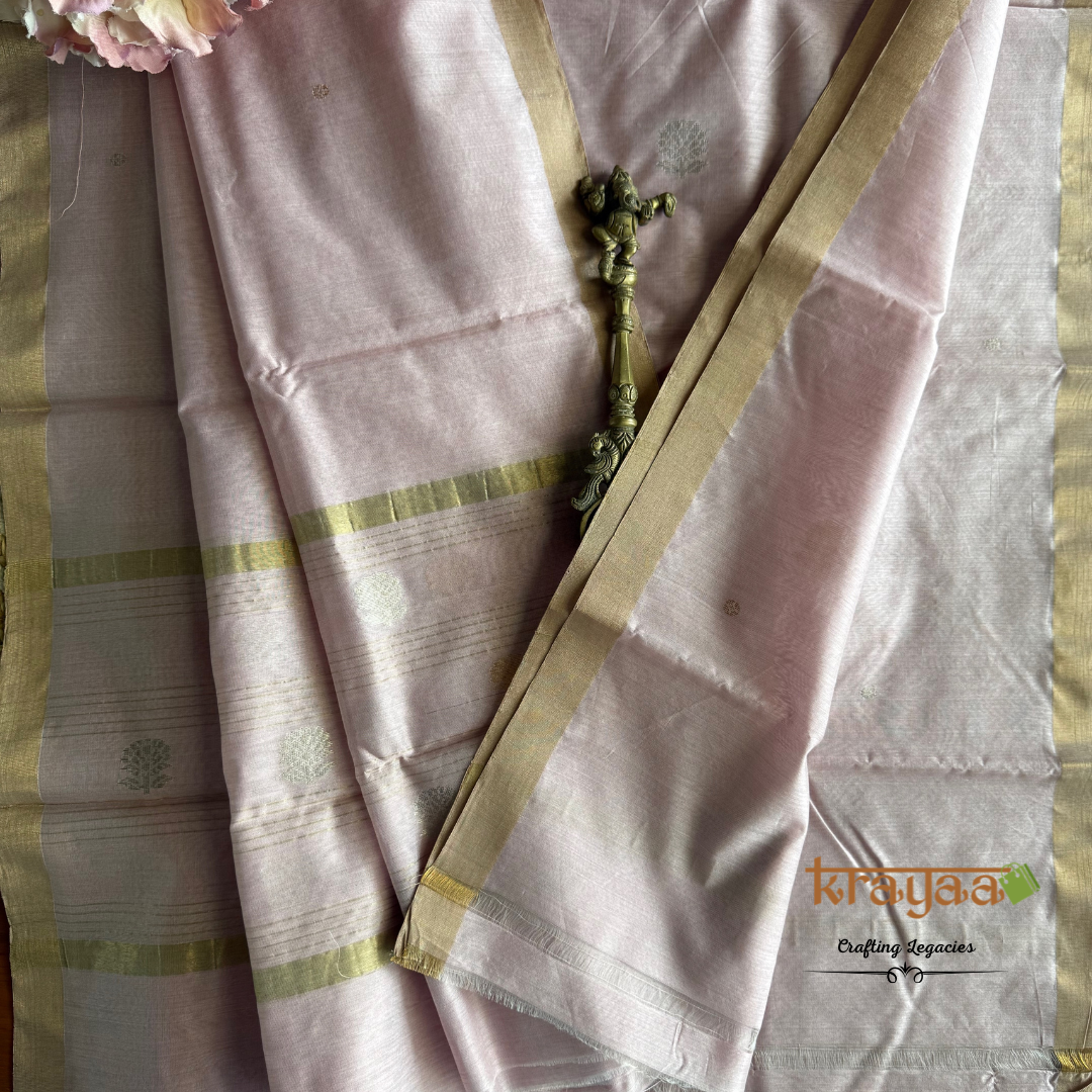 Pink Chanderi Silk Cotton - Unstitched Suit Set