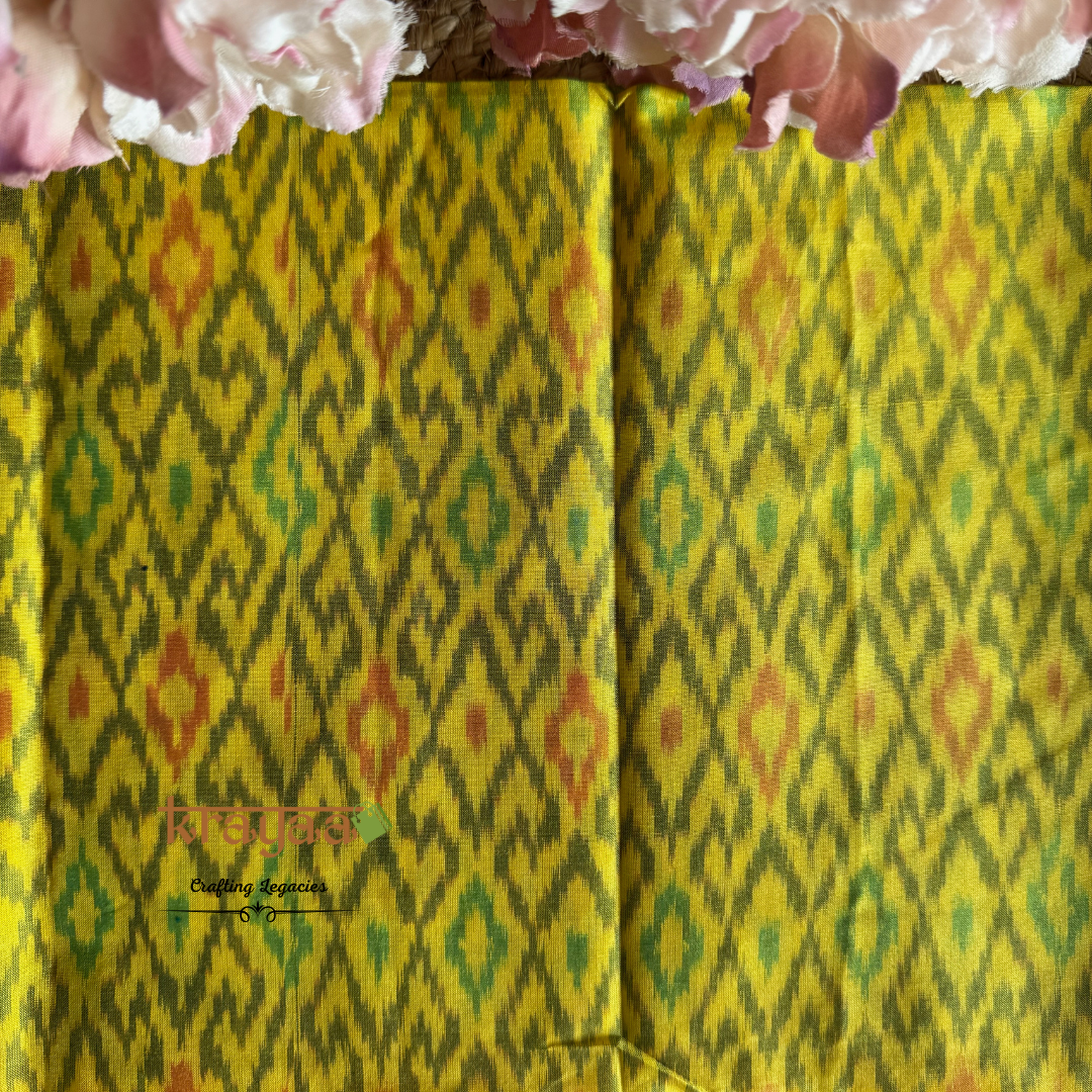 Yellow Silk Cotton Ikkat Blouse Fabric