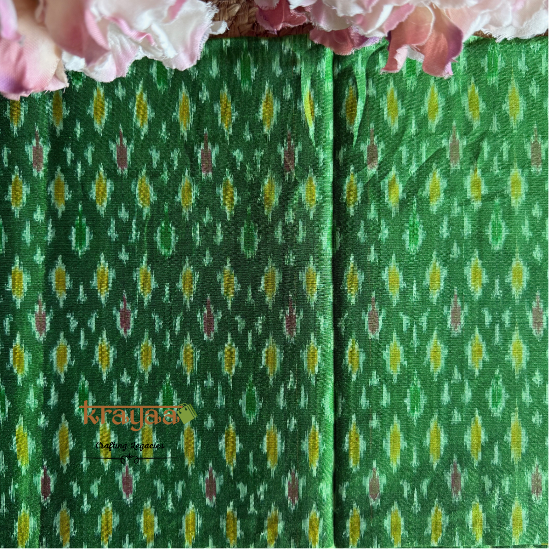 Green Silk Cotton Ikkat Blouse Fabric