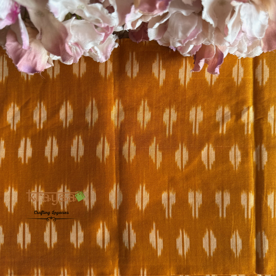 Yellow Cotton Ikkat Blouse Fabric