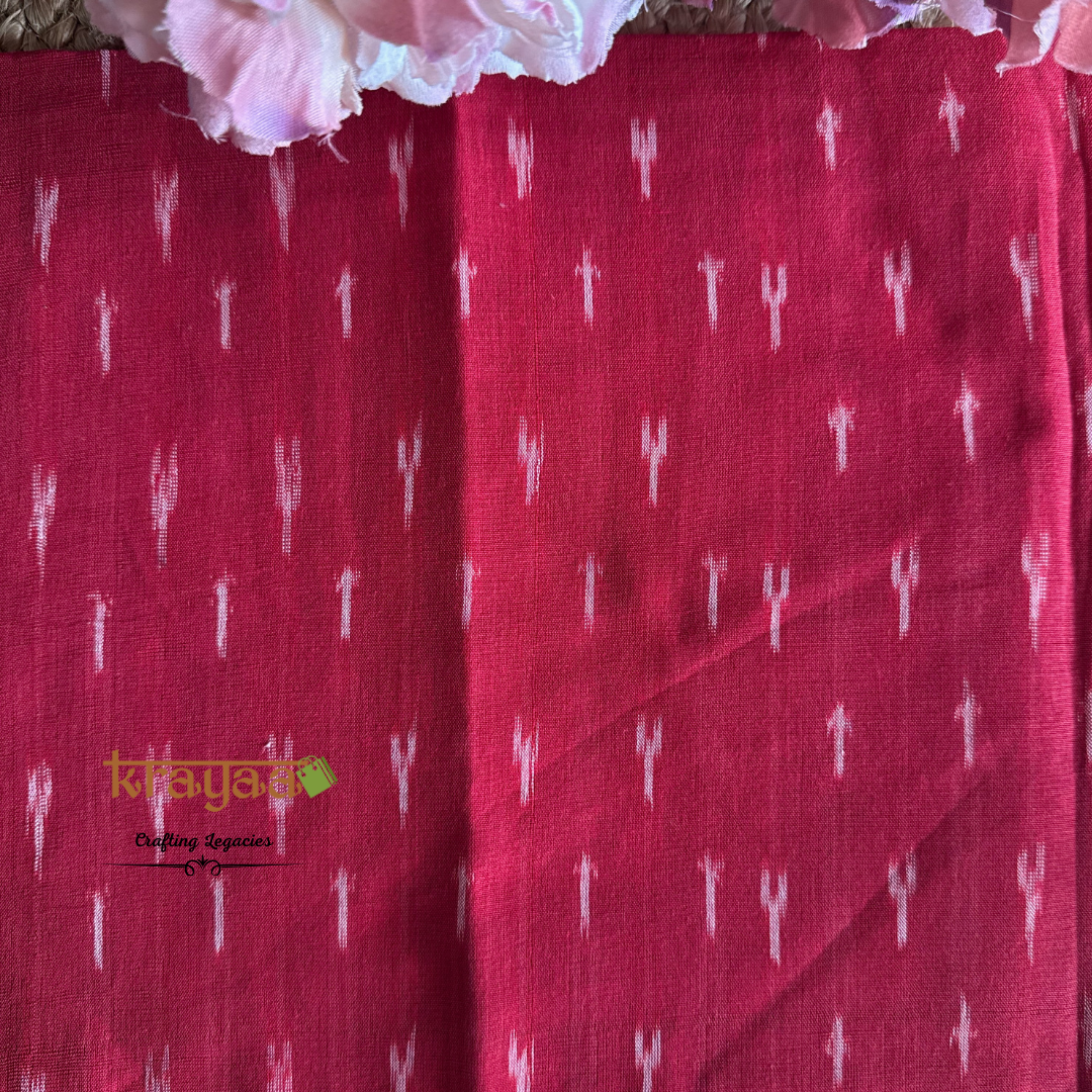 Red Cotton Ikkat Blouse Fabric