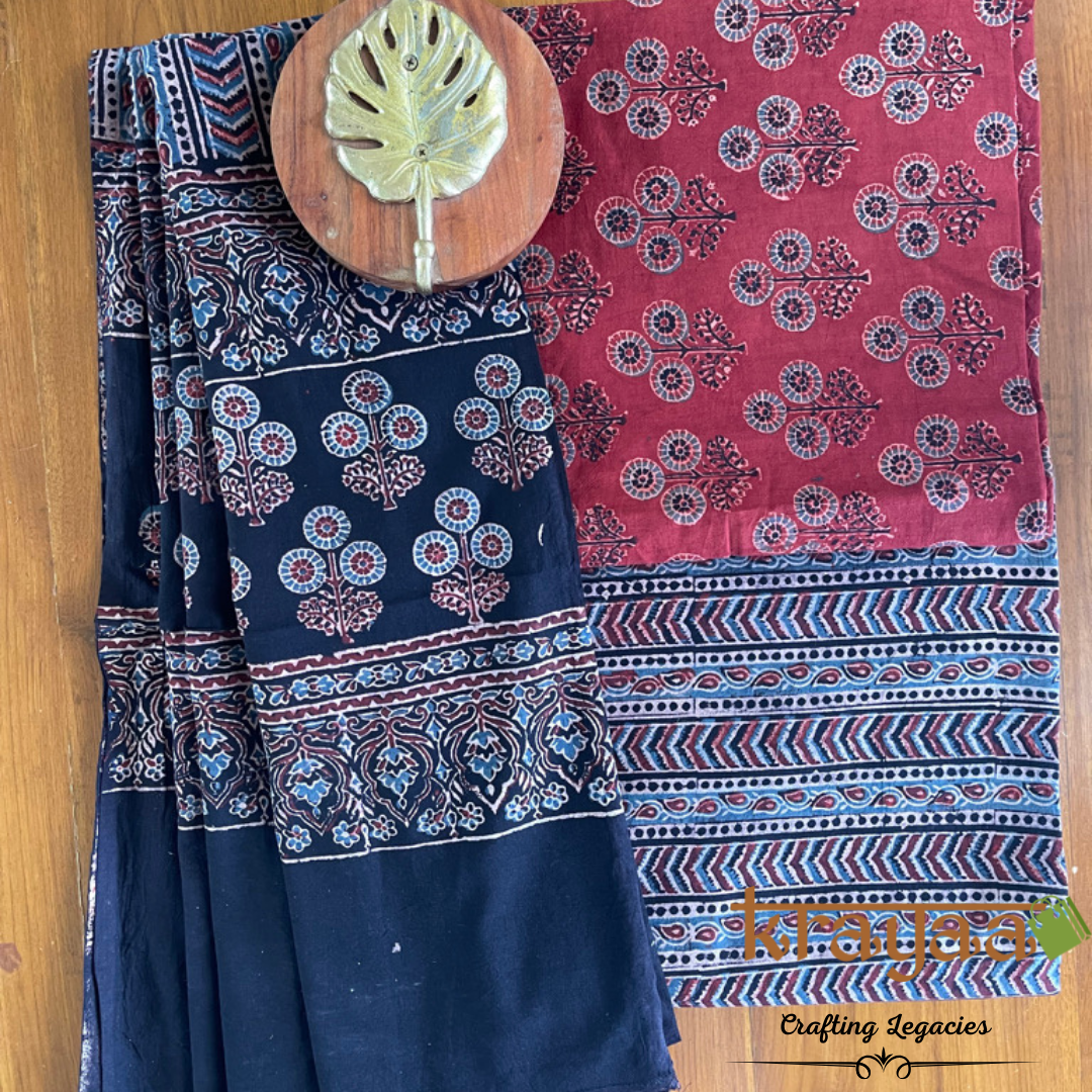 ajrakh cotton dress material Buy Indigo Ajrakh Dress Material