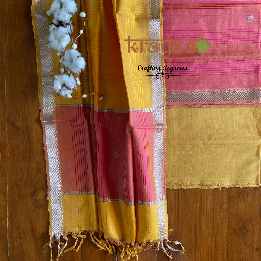 Handwoven Silk Cotton Dress material Krayaa Handwoven Silk Cotton Dress material Krayaa