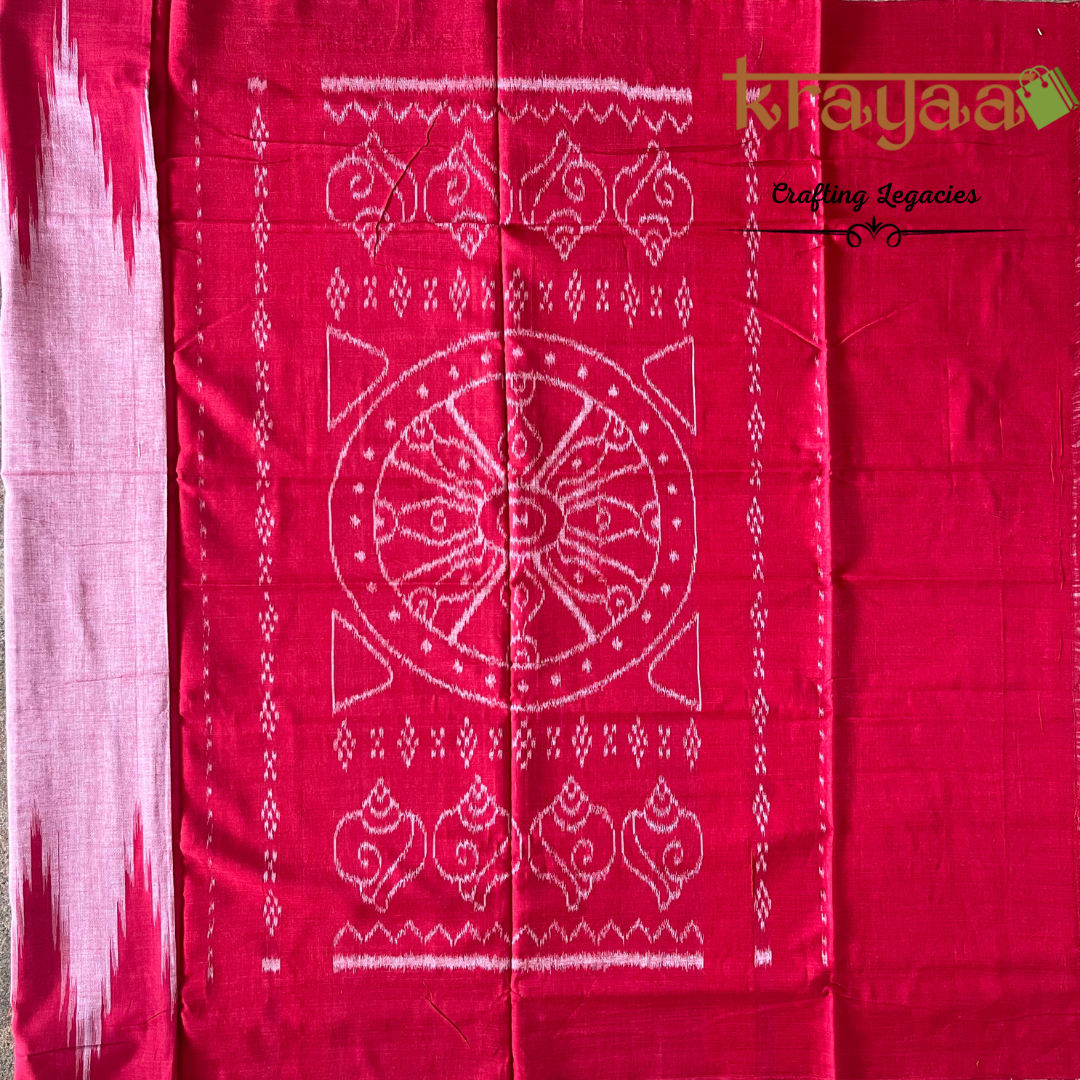 Hand woven - Kargil Kumbha - Ikkat - Saree - Pink