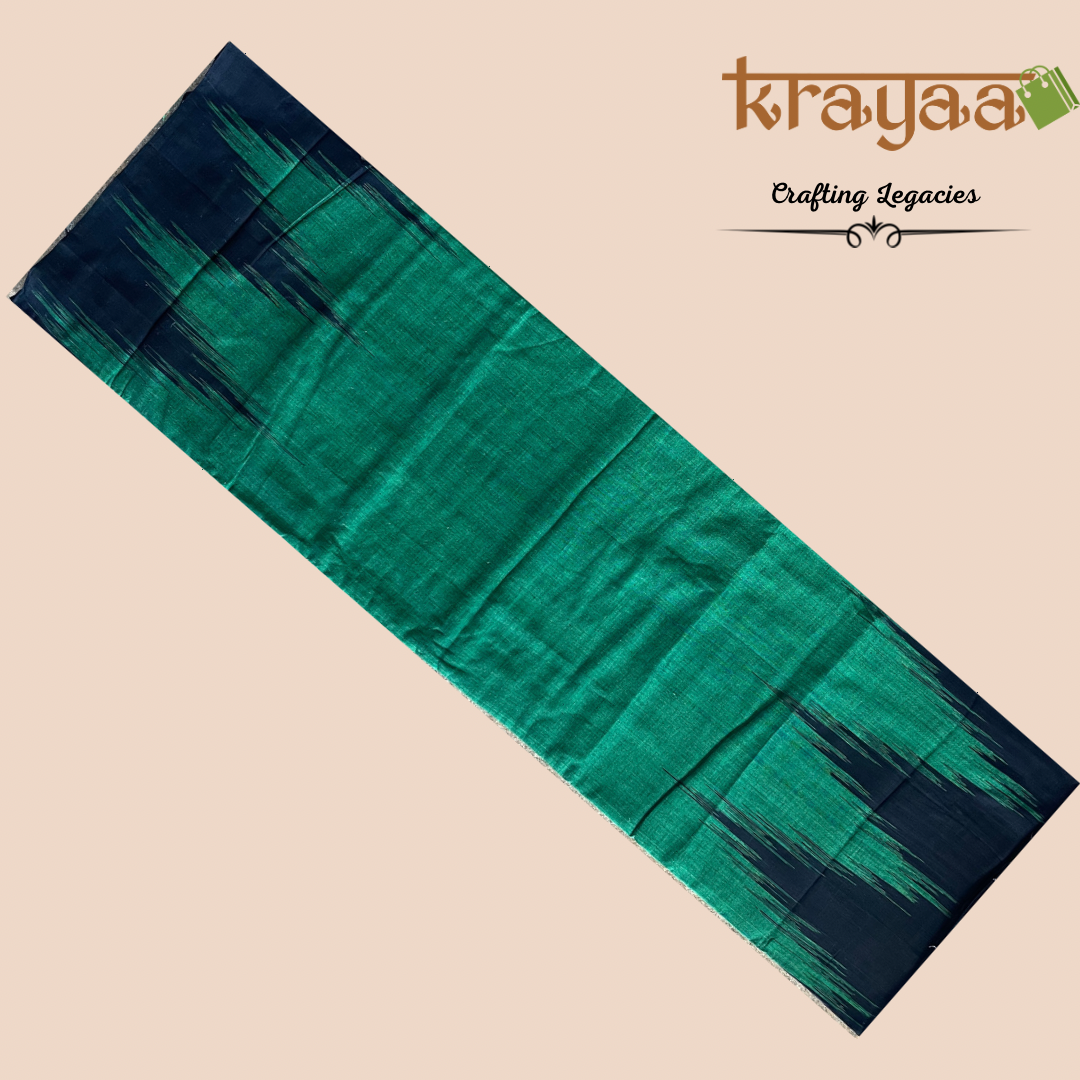 Hand woven - Kargil Kumbha - Ikkat - Saree - Dark Green