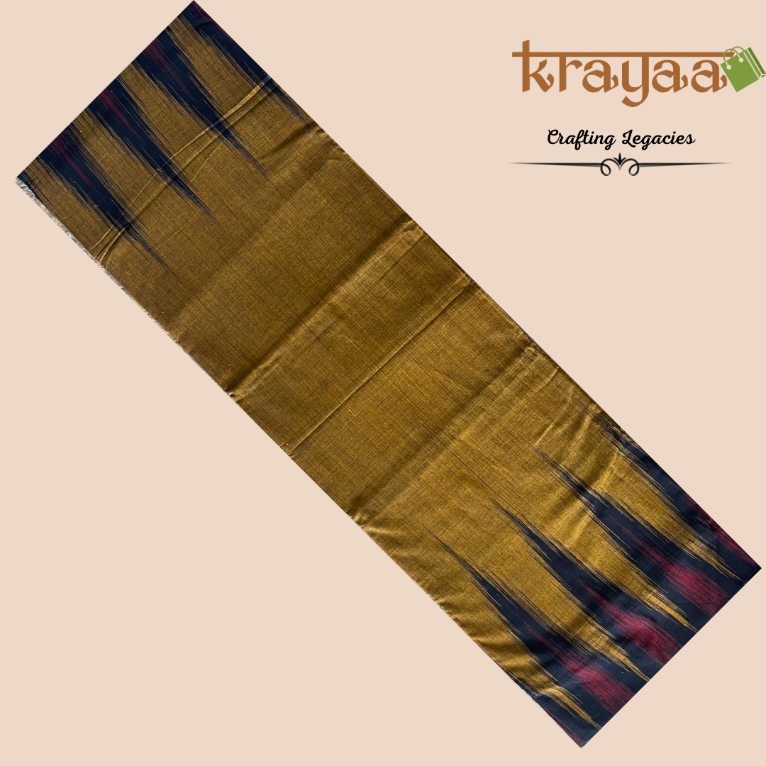 Hand woven - Kargil Kumbha - Ikkat - Saree - Mustard Yellow
