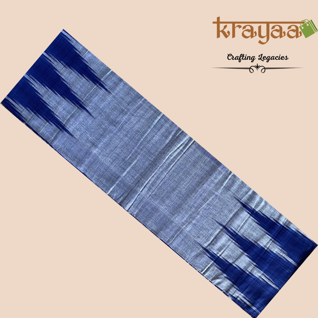 Hand woven - Kargil Kumbha - Ikkat - Saree - Greyish Blue
