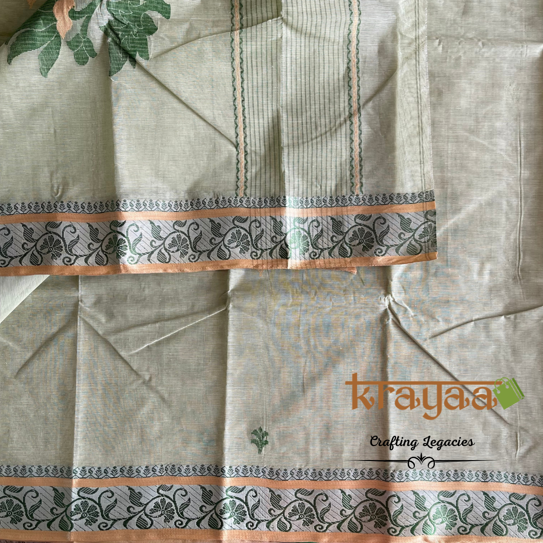 Green- Hand woven - Bengal Cotton Saree