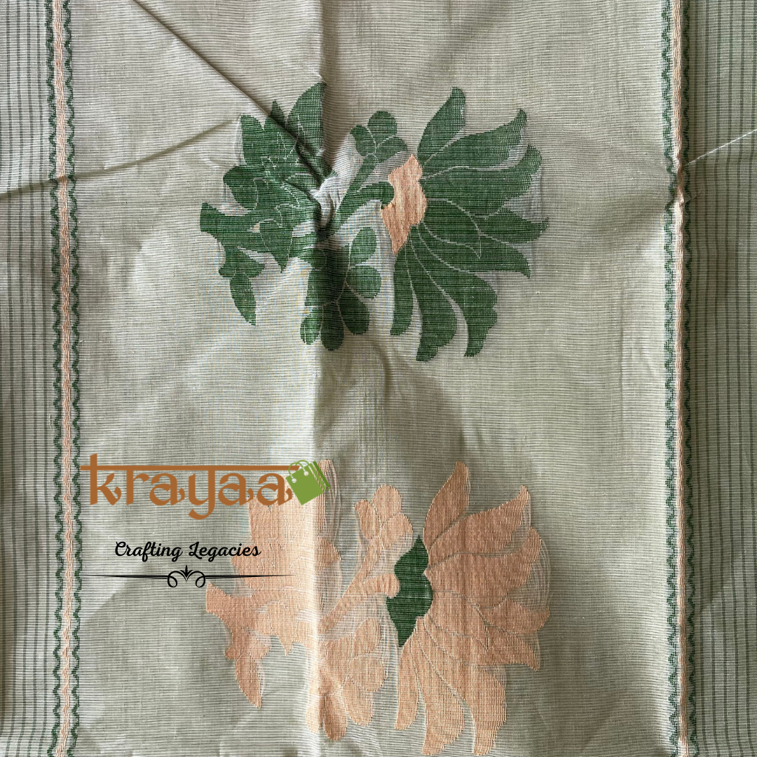 Green- Hand woven - Bengal Cotton Saree