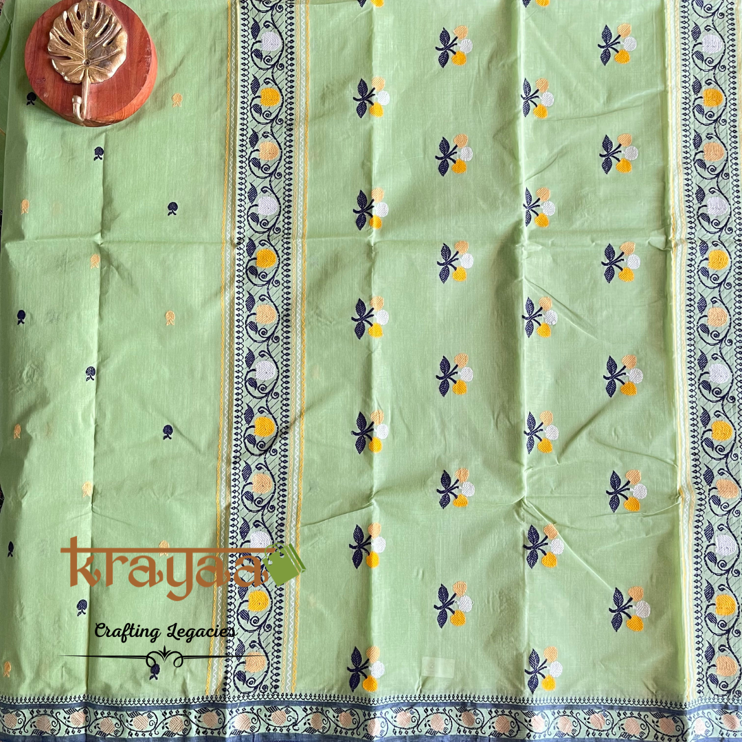 Leaf Green - Hand woven - Bengal Cotton Saree