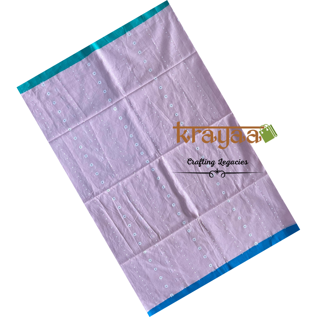 Baby pink - Jamdani butas- Ganga Jamuna border - Hand woven - Bengal Cotton Saree