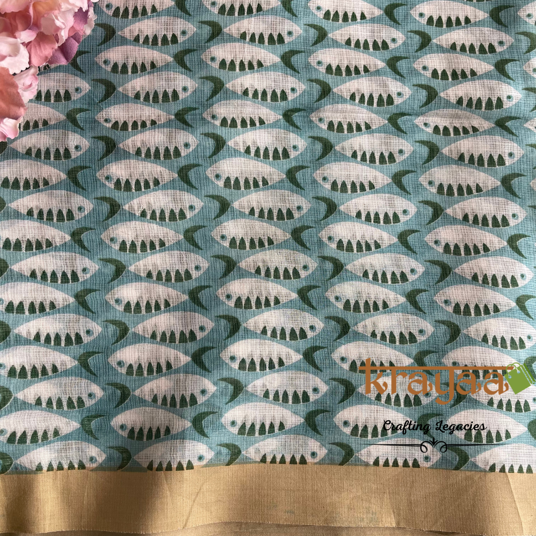 Blue and Green - Hand woven - Soft Mulberry Silk Saree