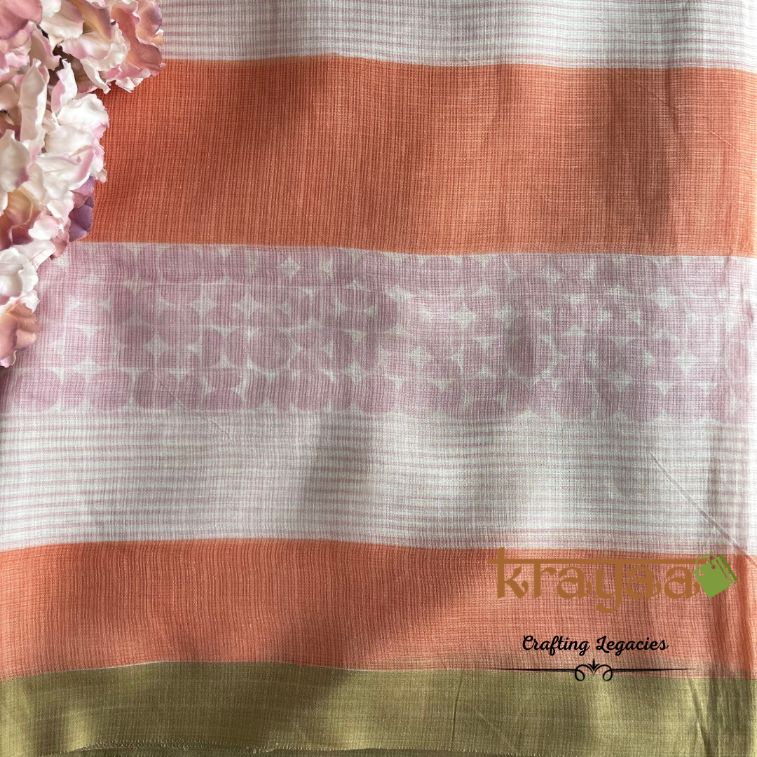 Peaches and Pinks - Hand woven - Soft Mulberry Silk Saree