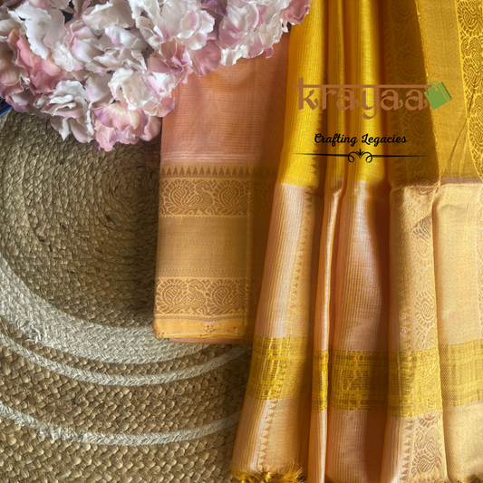 Peach Mangalagiri  Silk Cotton Dress Material Set