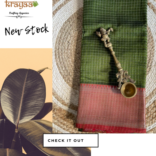 Green Mangalagiri Checks Silk Cotton Saree