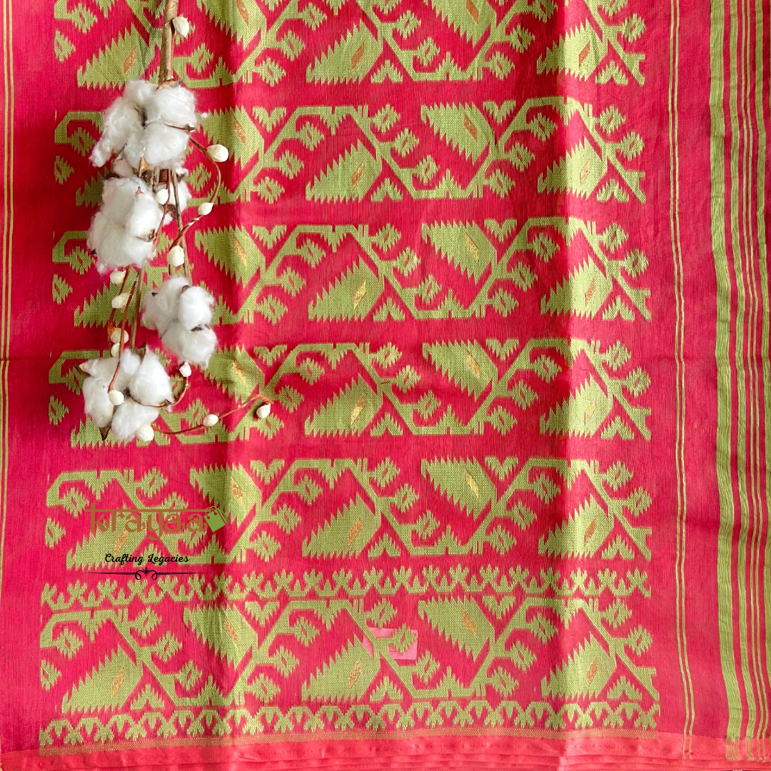 Aboli Orange - Hand woven - Dhakai Saree