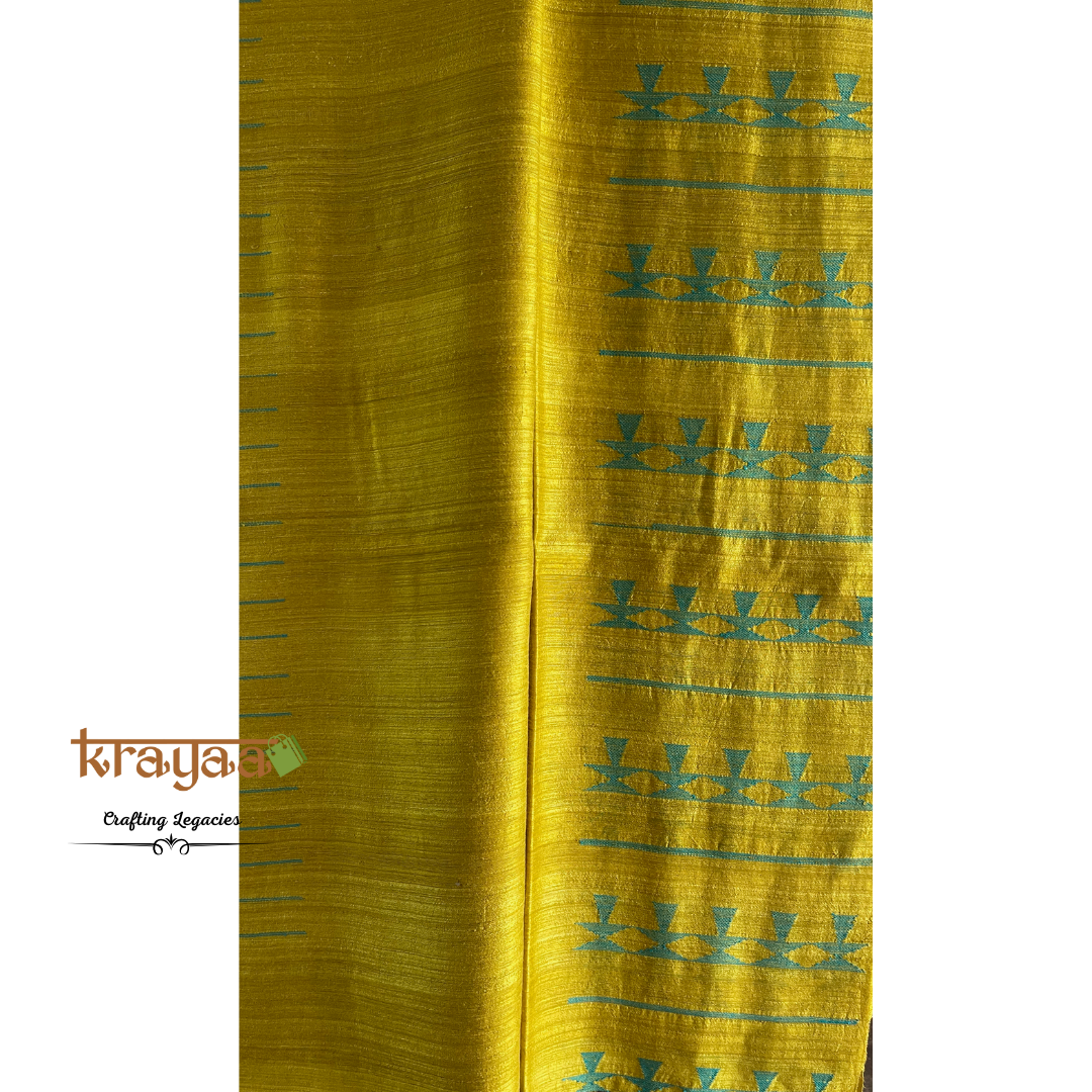 Olive Yellow - Handwoven - Matka Silk saree
