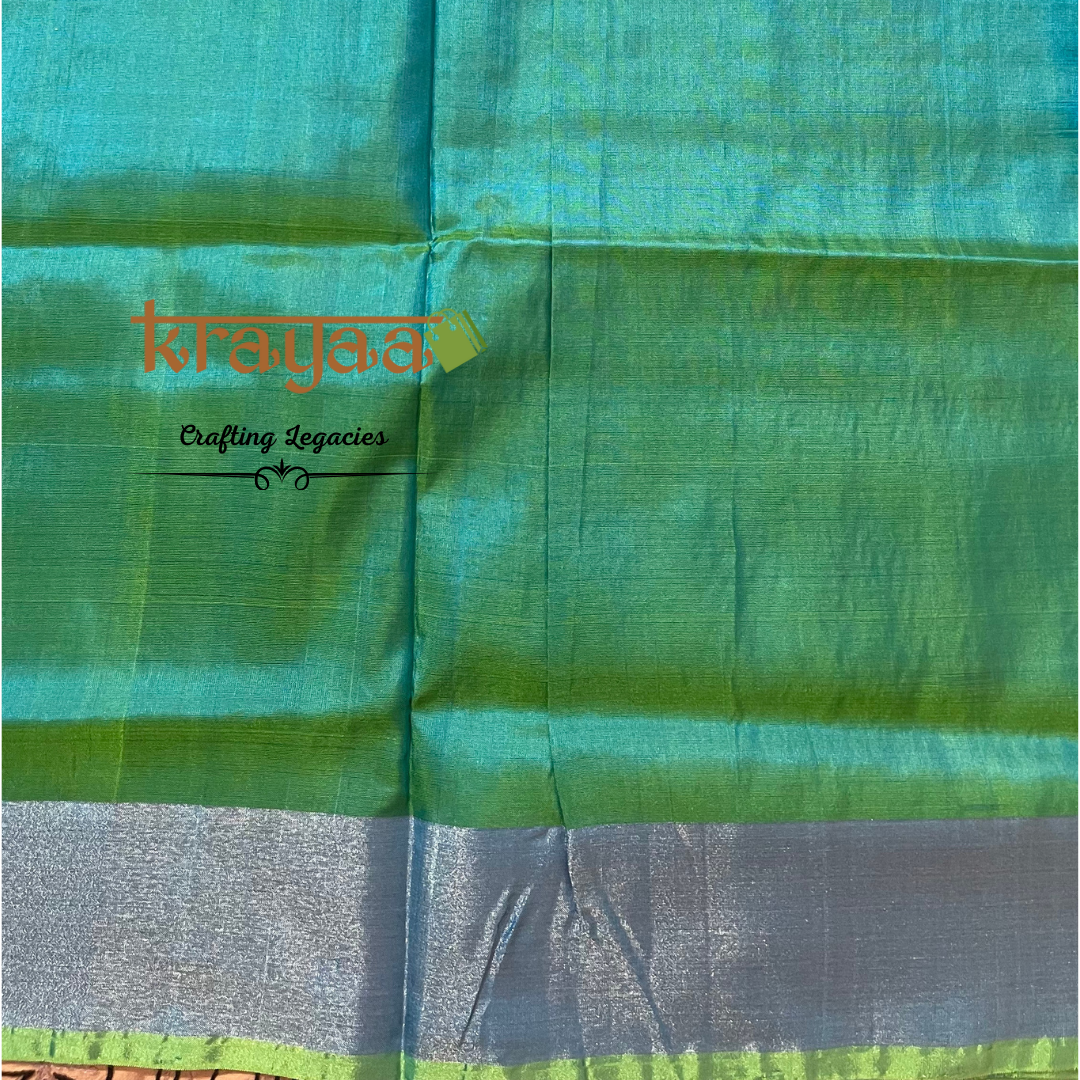 Handwoven - Uppada Silk Saree - Light blue with teal green border