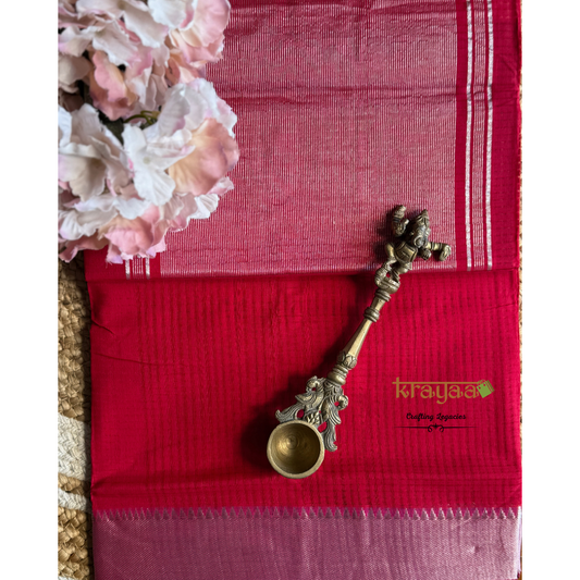 Reddish Pink Mangalagiri Cotton Saree With Nizam Border