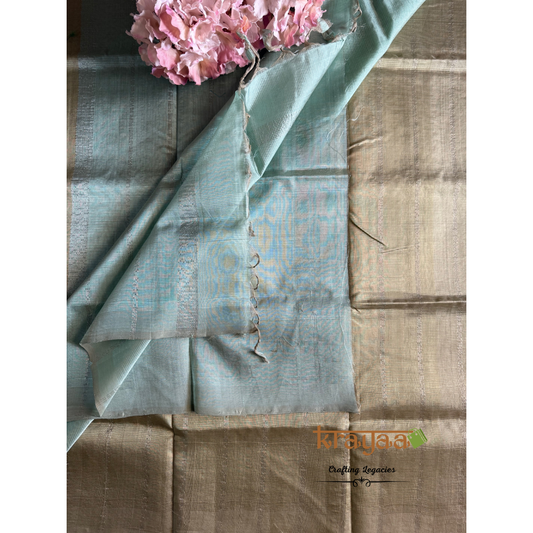 Dull Bronze With Teal   - Mangalagiri Semi Silk Saree