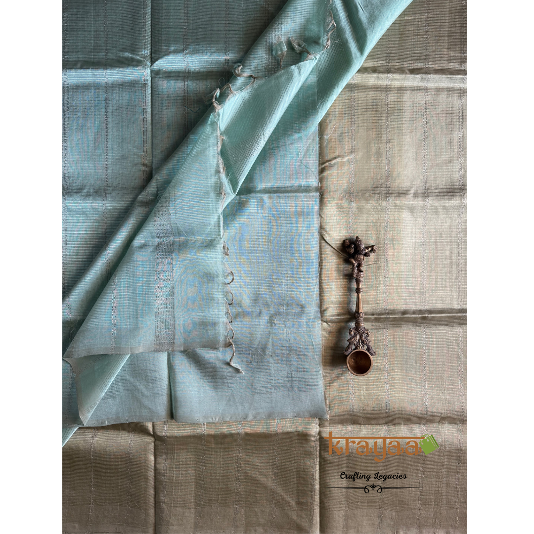 Dull Bronze With Teal   - Mangalagiri Semi Silk Saree