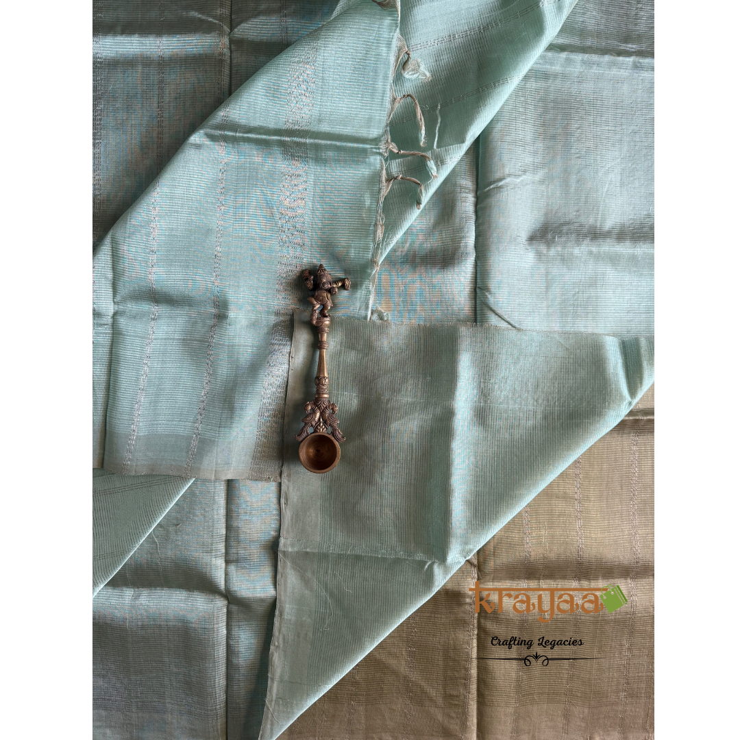 Dull Bronze With Teal   - Mangalagiri Semi Silk Saree