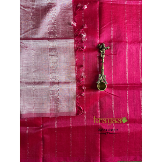 Dark Pink With Baby Pink - Mangalagiri Semi Silk Saree