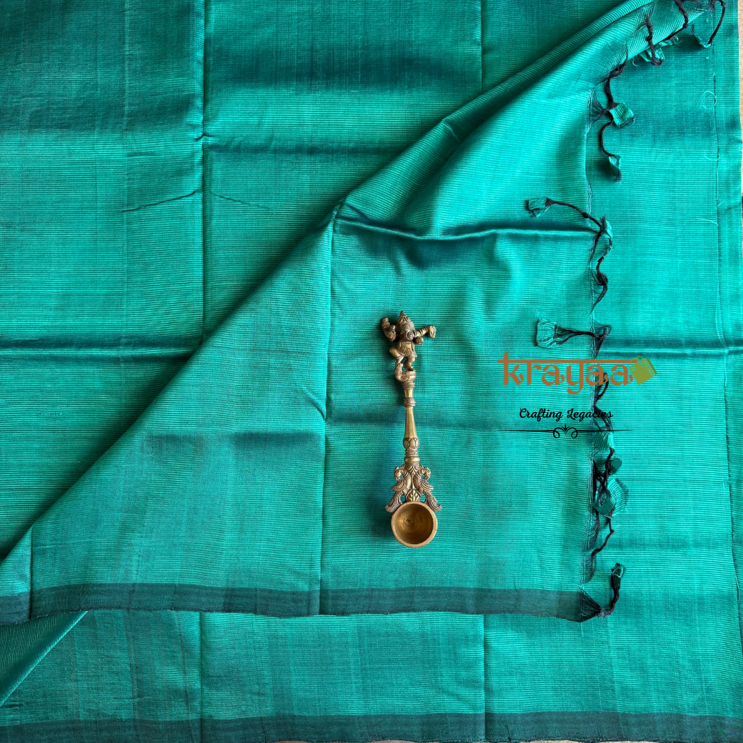 Teal Green  - Mangalagiri Semi Silk Saree