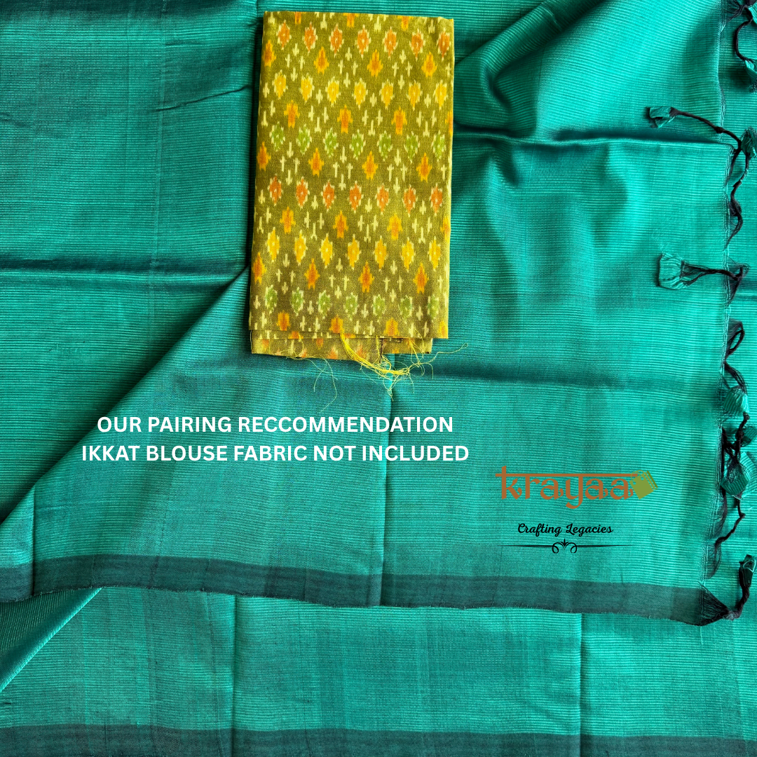 Teal Green  - Mangalagiri Semi Silk Saree