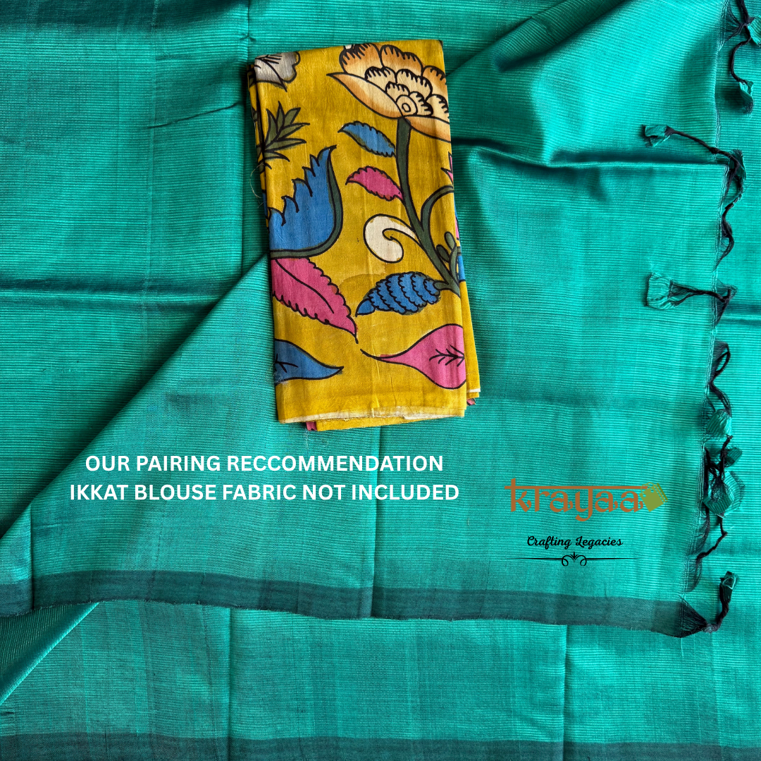 Teal Green  - Mangalagiri Semi Silk Saree
