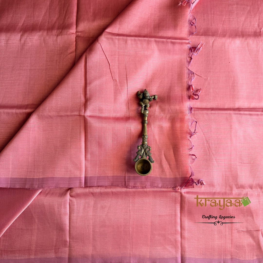 Peach  - Mangalagiri Semi Silk Saree