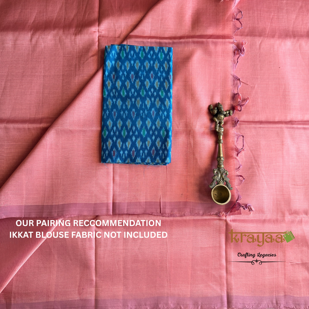 Peach  - Mangalagiri Semi Silk Saree