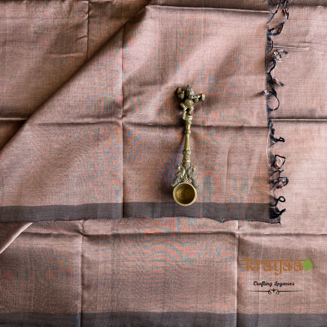 Golden Brown  - Mangalagiri Semi Silk Saree