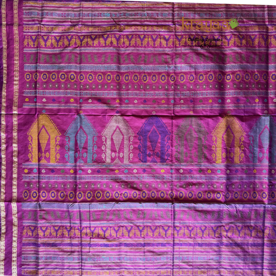 Handwoven Purple With Mauve Dolabedi Saree In Silk