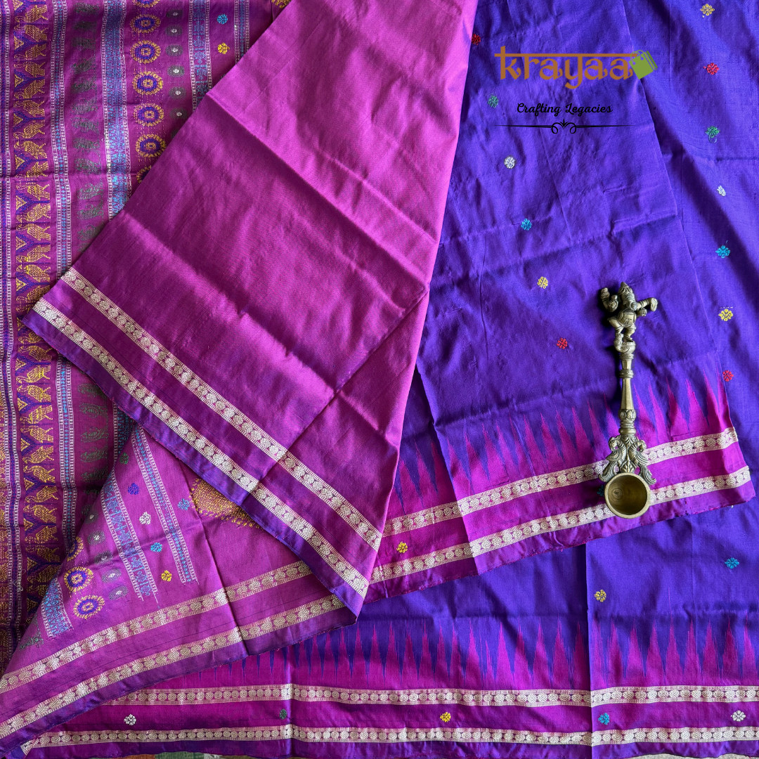Handwoven Purple With Mauve Dolabedi Saree In Silk