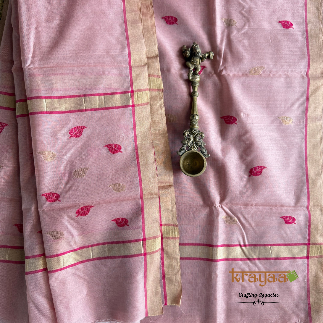 Pink  Chanderi Silk Cotton - Unstitched Suit Set