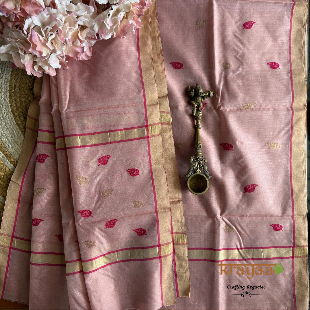 Pink  Chanderi Silk Cotton - Unstitched Suit Set