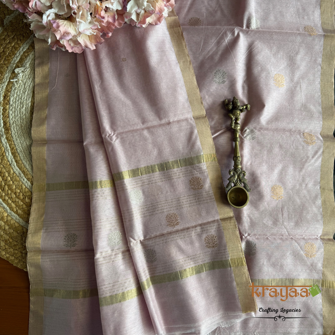 Pink  Chanderi Silk Cotton - Unstitched Suit Set