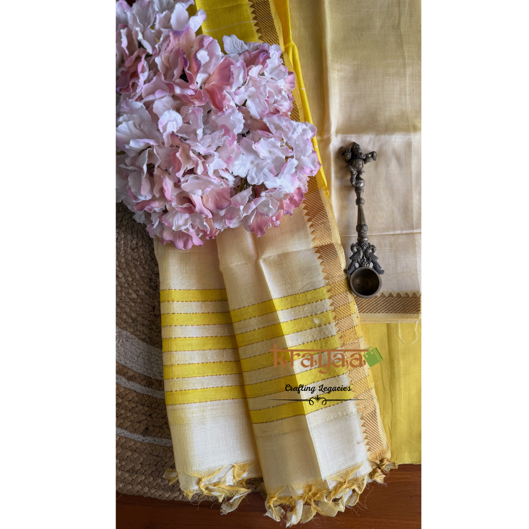 Peach  Mangalagiri Semi  Silk - Unstitched Suit Set
