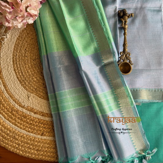 Lilac  Mangalagiri  Lt  Silk Cotton - Unstitched Suit Set